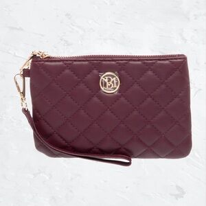 Badgley Mischka Quilted Vegan Leather Wristlet Clutch – Burgundy Wine NWT
